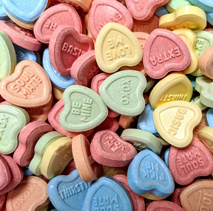 Candy Tangy Conversation Hearts - Half Nuts